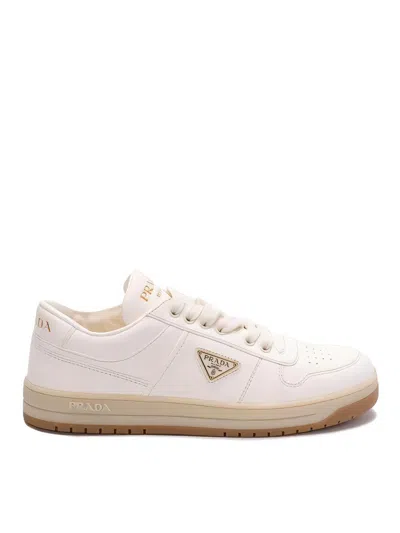 Prada Ivory Leather Downtown Sneakers In White