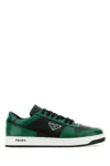 Prada Low-top Sneakers With Textured Panels In Green