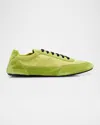 Prada Collapse Mixed Media Low Top Sneaker In Lime