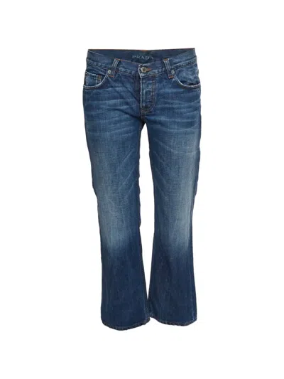Pre-owned Prada Low-rise Straight-leg Jeans In Blue