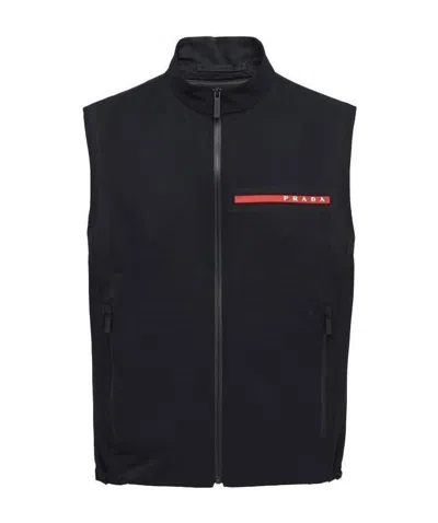 Prada Lr-lx005-mk2 Elastic Fabric Vest Jacket In Black