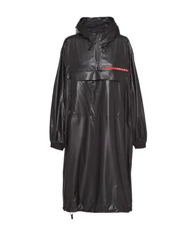 Prada Lr-lx030 Lightweight Bonded Nylon Cloak In Black