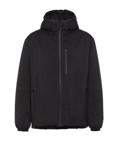 Prada Lr-mx006-mk2 Lightweight Extreme-tex Hooded Jacket In Black