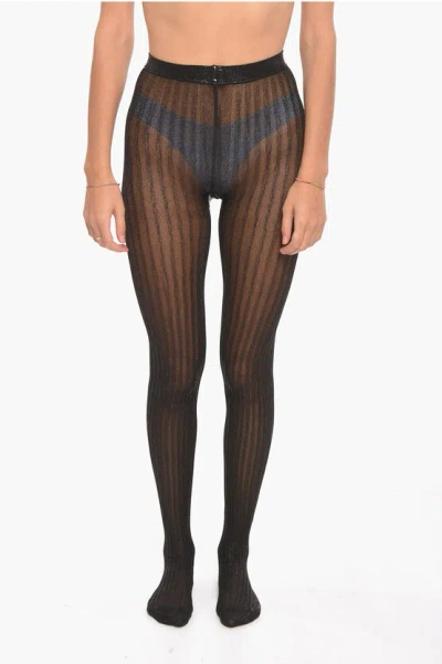 PRADA LUREX RIBBED PARTY PROJECT TIGHTS