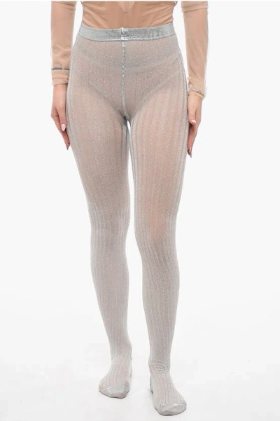 Prada Lurex Ribbed Tights In Multi