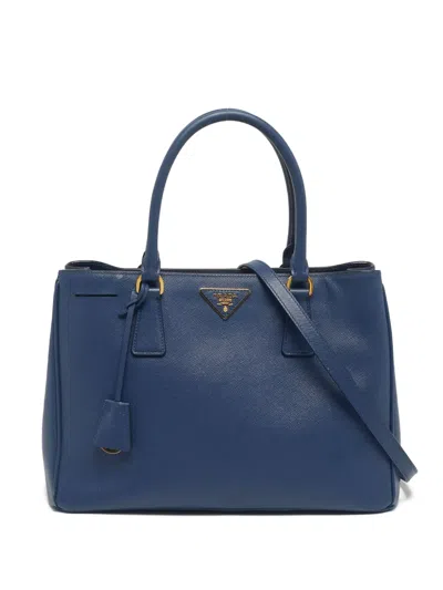 Pre-owned Prada Lux Leather Tote Bag In Blue