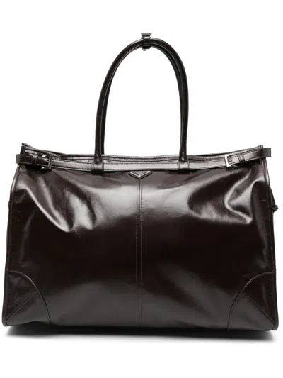 Prada Lux Leather Tote Bag In Brown