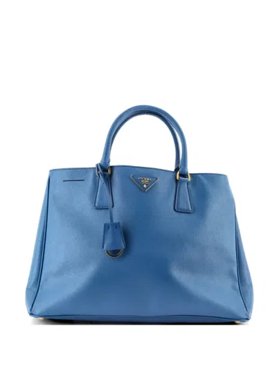 Pre-owned Prada Lux Open Saffiano Leather Large Tote Bag In Blue