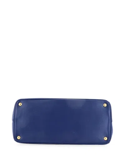 Pre-owned Prada Lux Open Saffiano Leather Large Tote Bag In Blue