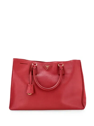 Pre-owned Prada Lux Open Saffiano Leather Large Tote Bag In Red