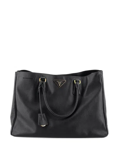 Pre-owned Prada Lux Open Saffiano Leather Medium Tote Bag In Black