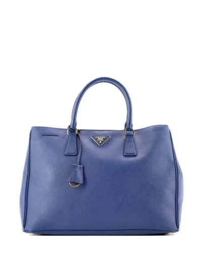 Pre-owned Prada Lux Open Saffiano Leather North South Tote Bag In Blue