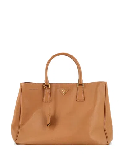 Pre-owned Prada Lux Open Saffiano Leather North South Tote Bag In Brown