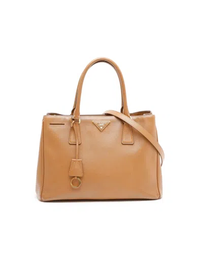 Prada Lux Saffiano Galleria Bag In Brown