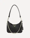 Prada Mini Re-edition Shoulder Bag In Saffiano Leather In Black