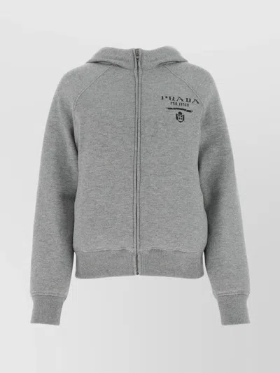 PRADA LUXE CASHMERE BLEND HOODED DOWN JACKET