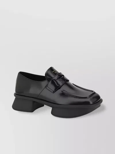 PRADA LUXE LEATHER LOAFERS CHUNKY HEEL