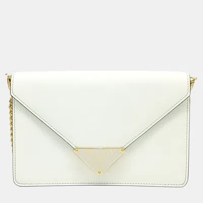 Pre-owned Prada Luxe White Leather Crossbody Bag (1bd318)