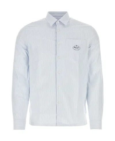 Prada Luxurious Sea Island Cotton Oxford Shirt For Men In Biancelest