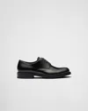 Prada Brushed Leather Lace-up Shoes In Black