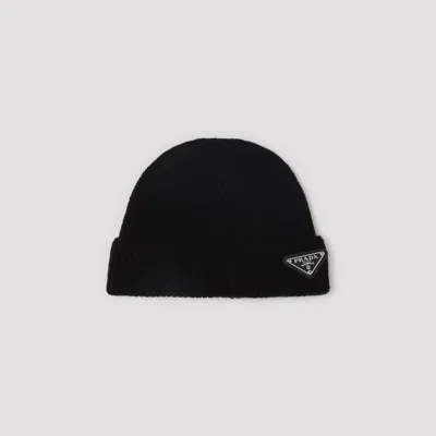 Prada Luxury Cashmere Blend Hat For Men In Black