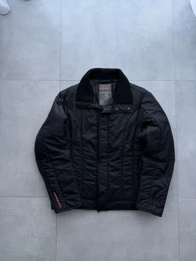 Pre-owned Prada Luxury  Red Tab Puffer Jacket Avantgarde Opium Y2k In Black