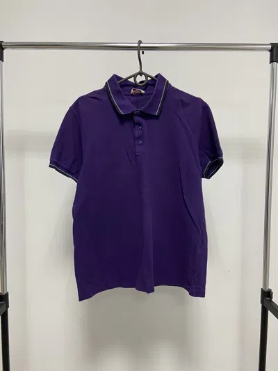 Pre-owned Prada Luxury Vintage Polo T Shirt Red Rubber Logo Ribbon In Purple