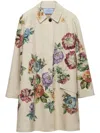 Prada Floral-print Single-breasted Coat In Brown