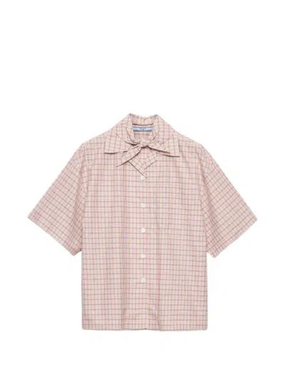 Prada Madras Fabric Bowling Shirt In Pink