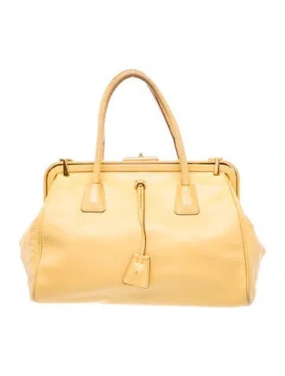 Pre-owned Prada Madras Leather Cerniera In Yellow