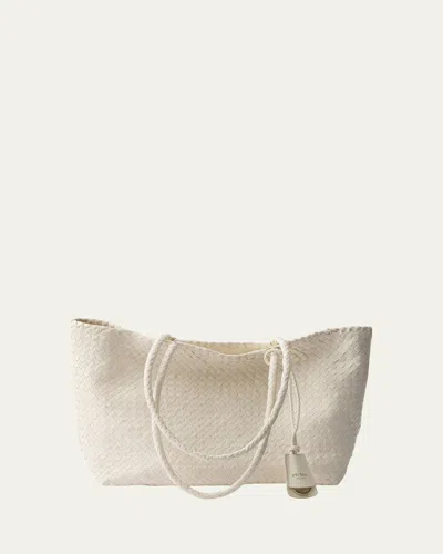 Prada Madras Woven Leather Tote Bag In Orange