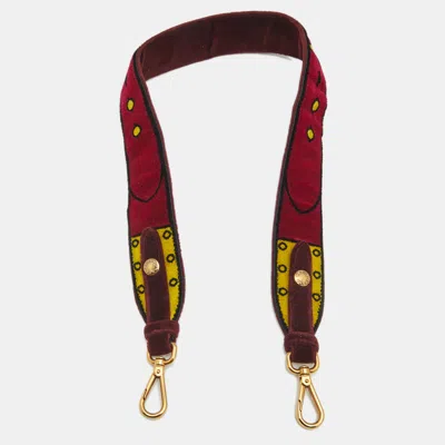 Pre-owned Prada Magenta Velvet Patterned Velour Shoulder Bag Strap