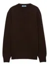 Prada Wool And Cashmere Crew-neck Sweater In Brown