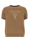 Prada Short Sleeve Crew Neck Ribbed Hem Sweater