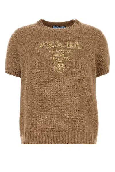 PRADA MAGLIONE IN MISTO LANA BISCOTTO DONNA