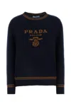 Prada Blue Cashmere Blend Sweater With Logo