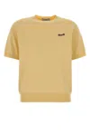 Prada Logo-embroidered Recycled Silk Knit T-shirt In Orange