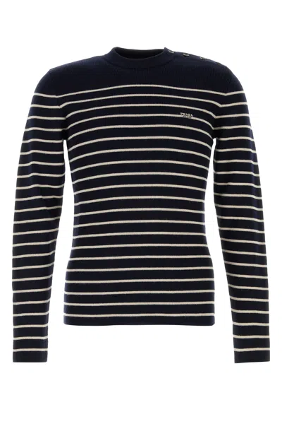 Prada Maglione In Lana Ricamata Uomo In Black