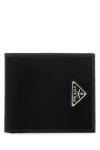 Prada Men Black Fabric And Leather Wallet In Black