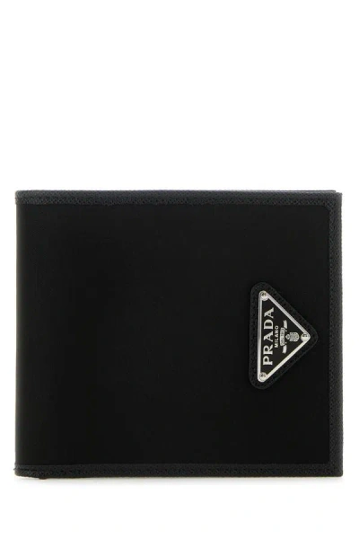 Prada Men Black Fabric And Leather Wallet