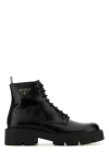 Prada Brushed Leather Ankle Boot For Men In Black