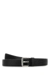 Prada Men Black Leather Belt In Black