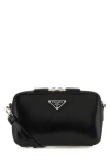 Prada Men Black Leather Brique Crossbody Bag In Black