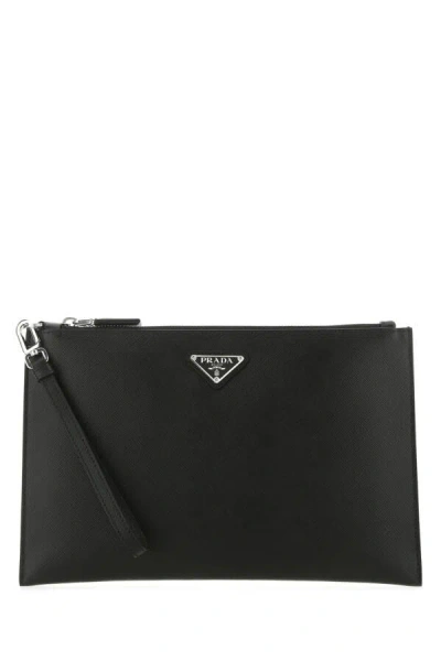 Prada Black Leather Clutch