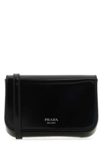 Prada Men Black Leather Crossbody Bag