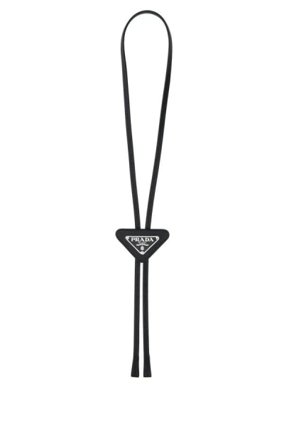 Prada Man Black Leather Necklace