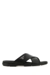 Prada Spazzolato Slide Sandal In Black
