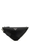 PRADA PRADA MAN BLACK LEATHER TRIANGLE CROSSBODY BAG