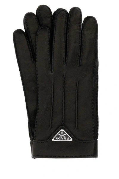 Prada Man Black Nappa Leather Gloves