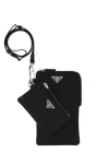 Prada Black Nylon Phone Case In Black